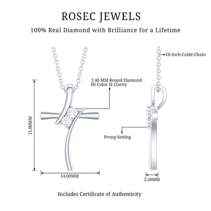 Diamond Cross Pendant Necklace for Women