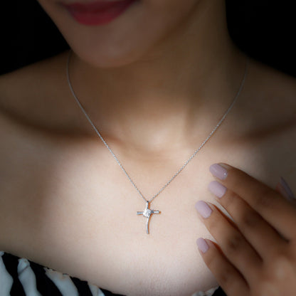 Diamond Cross Pendant Necklace for Women