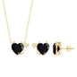 Heart Shape Lab Grown Black and White Diamond Devil Jewelry Set