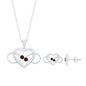 Natural Garnet Heart Infinity Necklace and Earrings Set