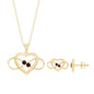 Natural Garnet Heart Infinity Necklace and Earrings Set