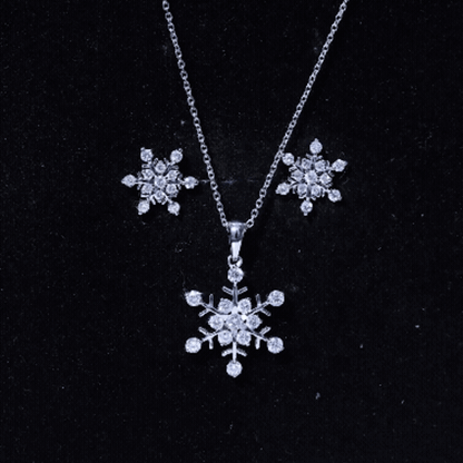 Certified Moissanite Snowflake Jewelry Set For Christmas