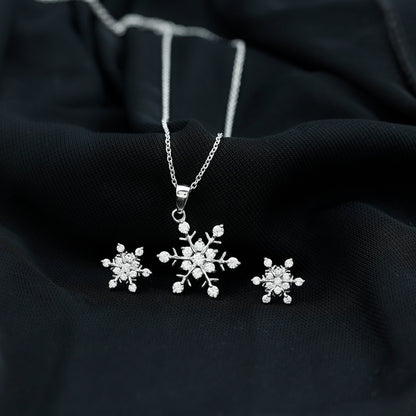 Certified Moissanite Snowflake Jewelry Set For Christmas