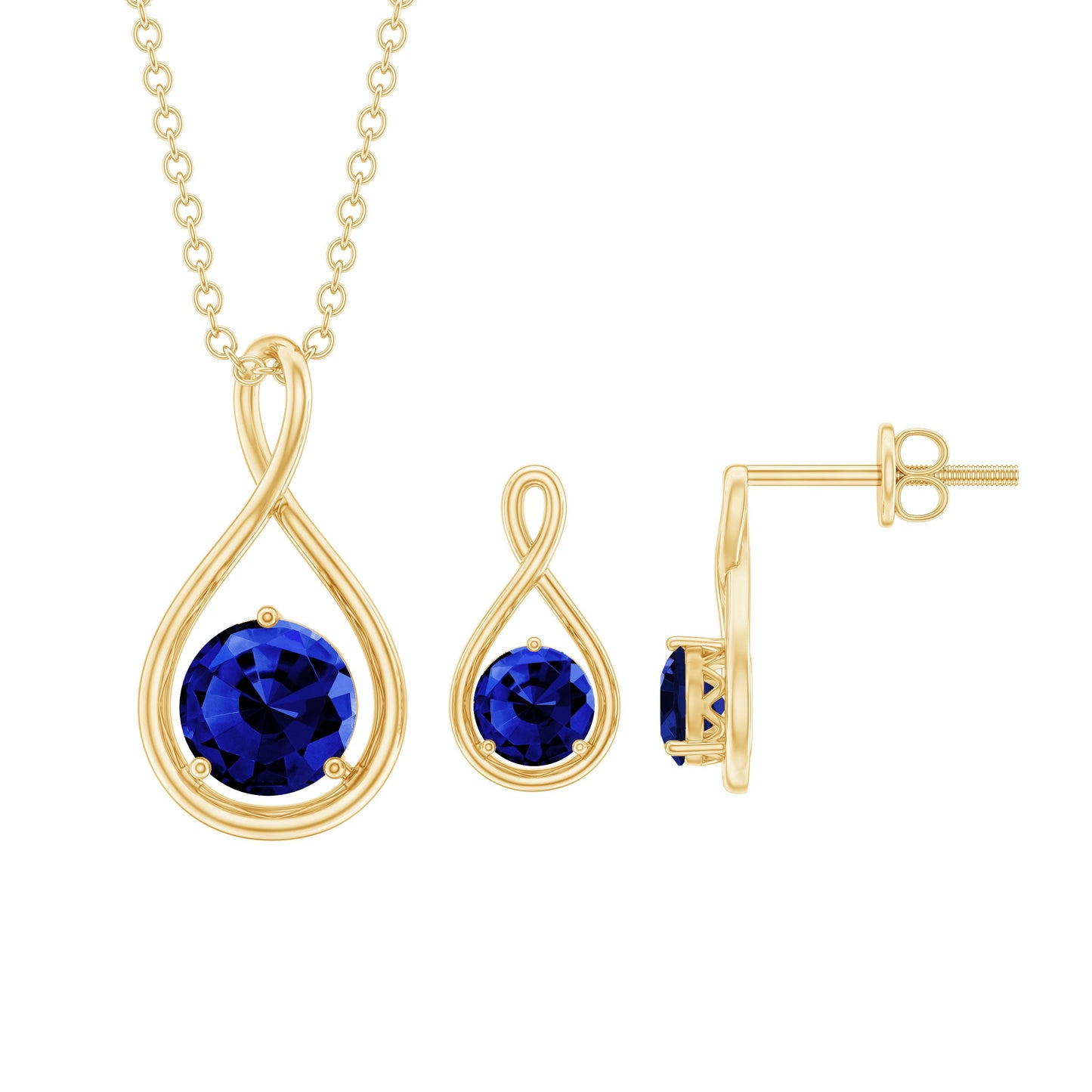 Lab Created Blue Sapphire Infinity Necklace and Earrings Set