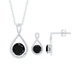 Natural Black Spinel Infinity Pendant and Earrings Set