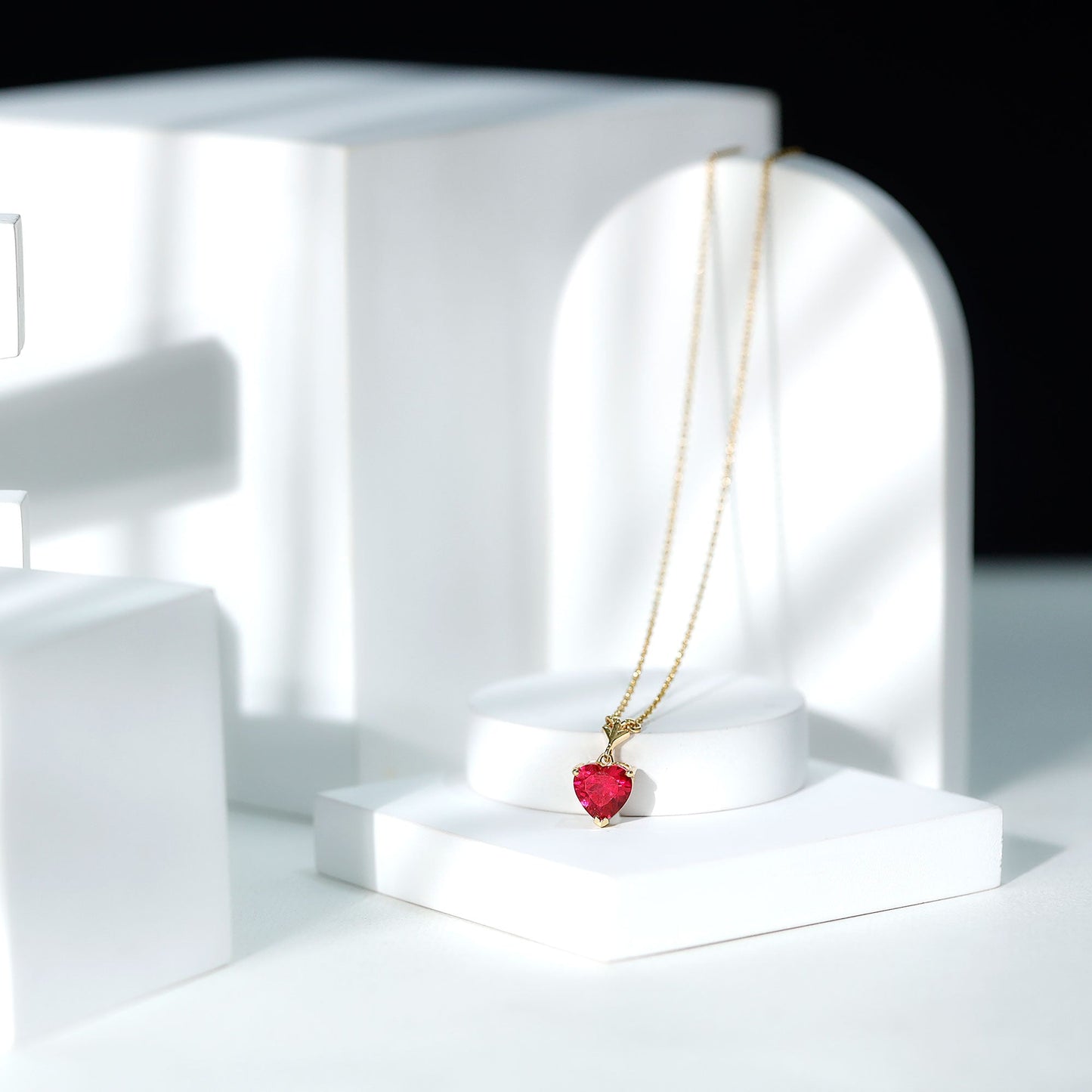 2 CT Heart Shape Lab Created Ruby Solitaire Necklace