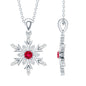 Lab Created Ruby Snowflake Pendant with Diamond Accent