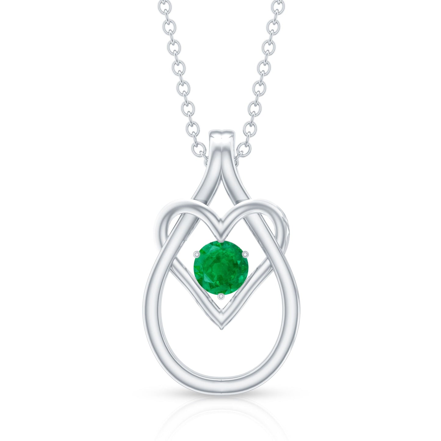 Round Shape 0.4 Carat Emerald Teardrop Heart Necklace