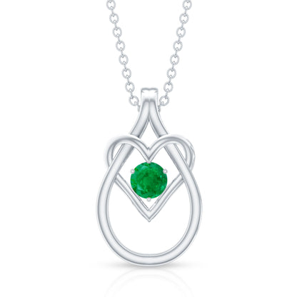 Round Shape 0.4 Carat Emerald Teardrop Heart Necklace