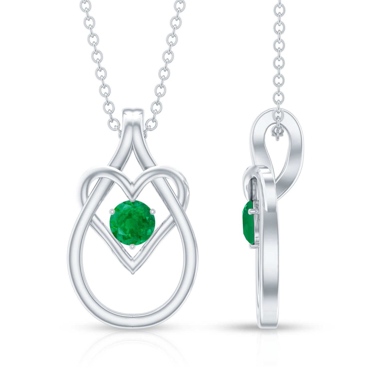 Round Shape 0.4 Carat Emerald Teardrop Heart Necklace