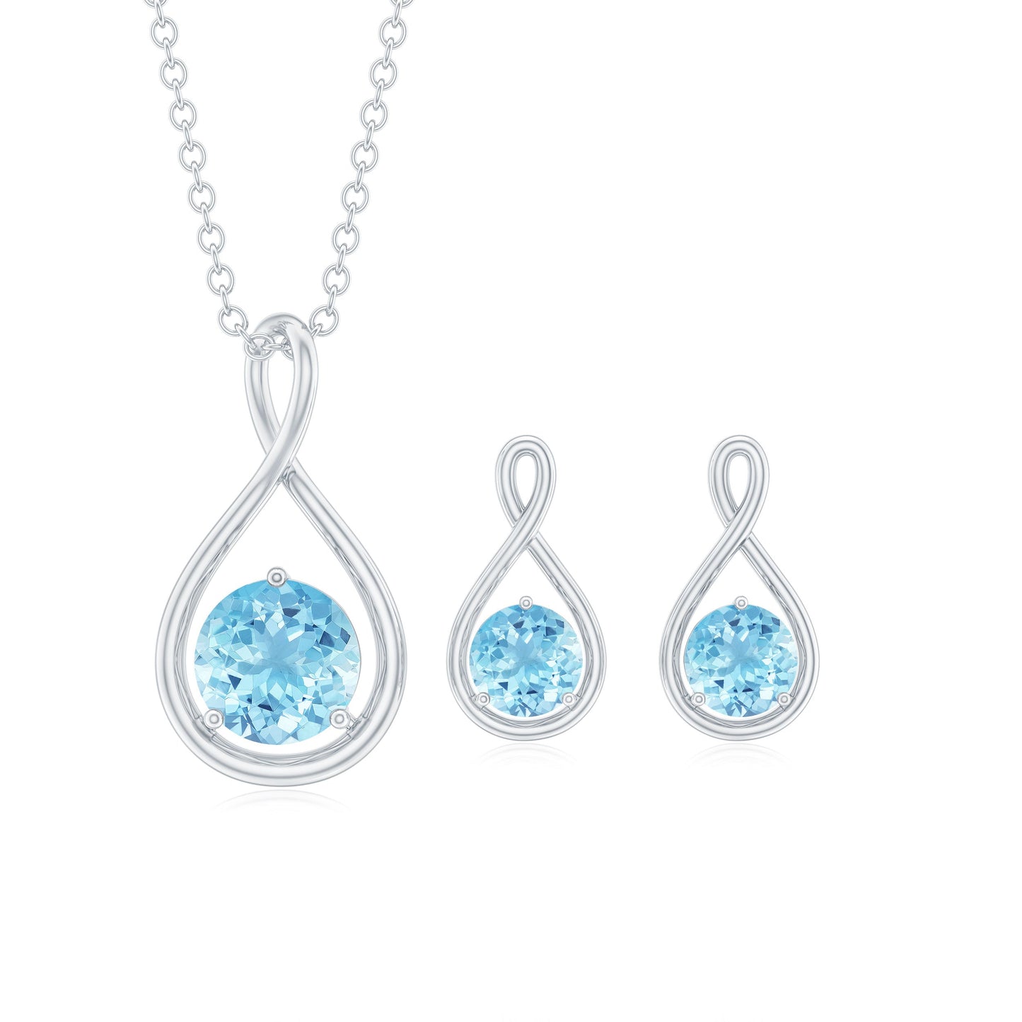 Natural Aquamarine Infinity Jewelry Set for Women