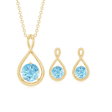 Natural Aquamarine Infinity Jewelry Set for Women