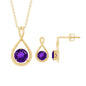 Real Amethyst Infinity Necklace and Earrings Set for Women