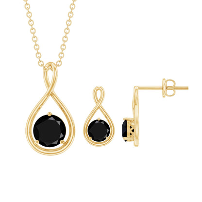 Lab Created Black Diamond Infinity Pendant and Earrings Set