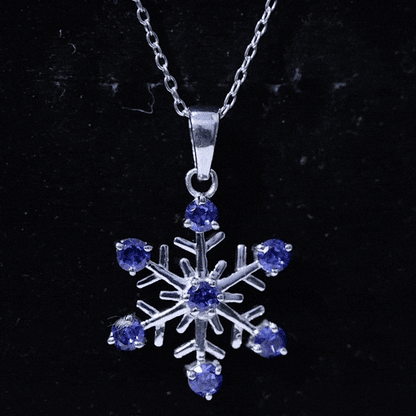 Lab Created Blue Sapphire Snowflake Pendant Necklace With Chain
