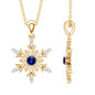 Lab Created Blue Sapphire Designer Snowflake Pendant with Diamond