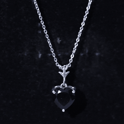 Lab Created Black Diamond Heart Shape Necklace With Chain