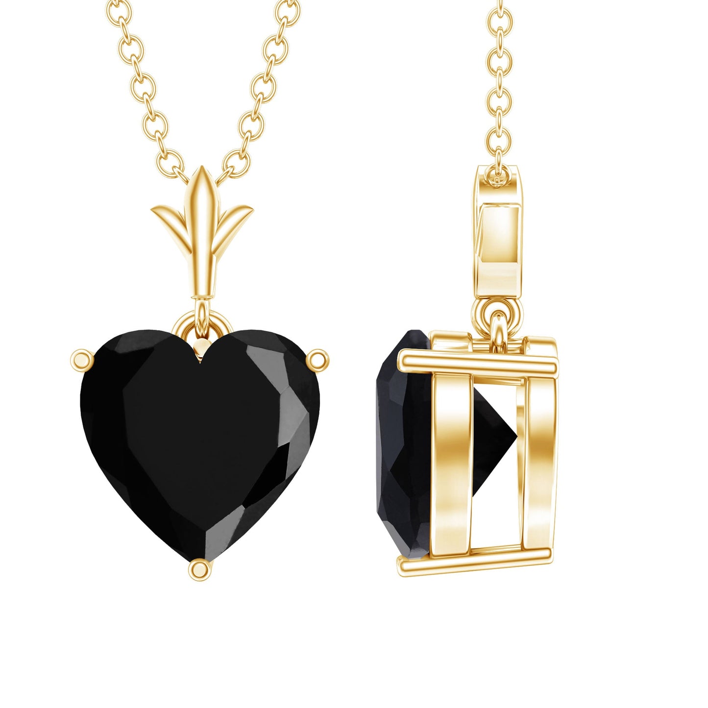 Lab Created Black Diamond Heart Shape Necklace With Chain