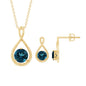 Round London Blue Topaz Infinity Pendant and Earrings Set