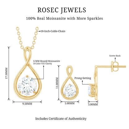 Certified Moissanite Solitaire Infinity Jewelry Set
