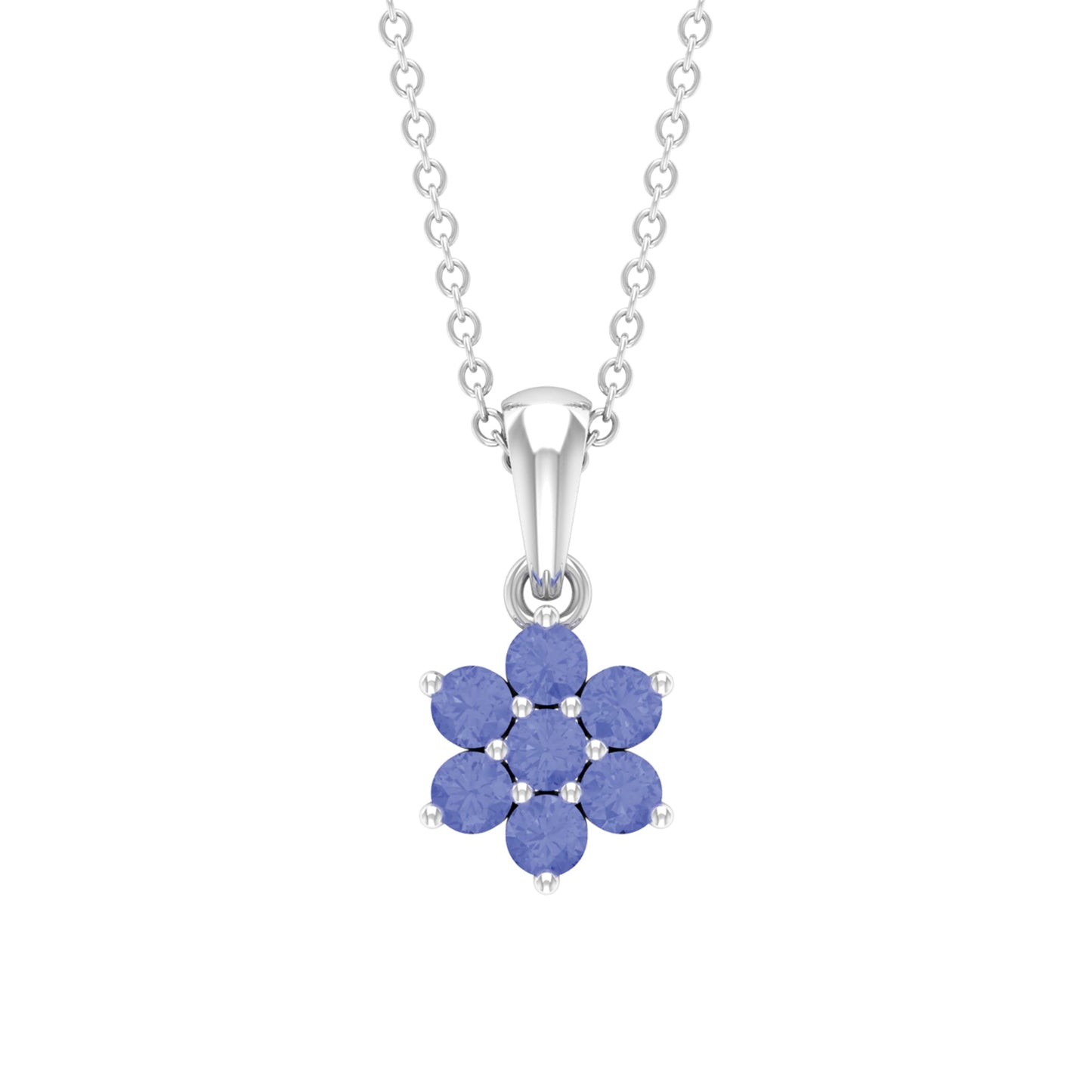 Natural Tanzanite Flower Cluster Pendant Necklace