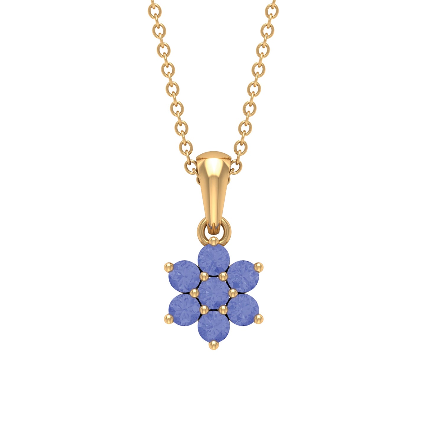 Natural Tanzanite Flower Cluster Pendant Necklace