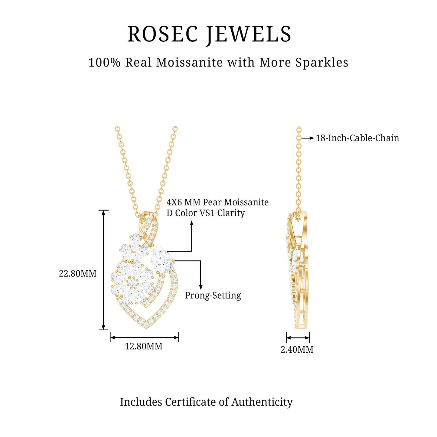 Certified Moissanite Designer Infinity Necklace With Chain