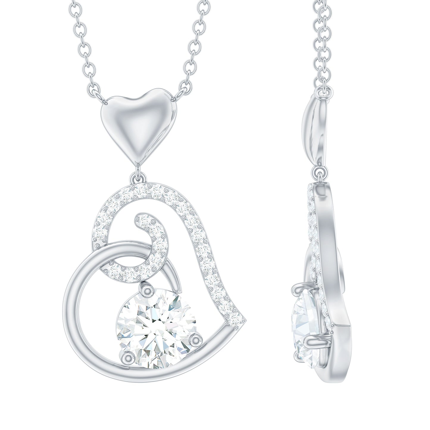 Certified Moissanite Heart Drop Pendant for Women