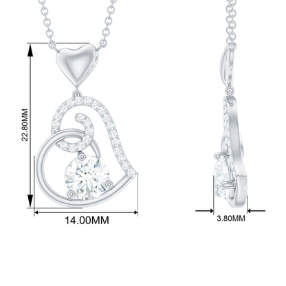 Certified Moissanite Heart Drop Pendant for Women