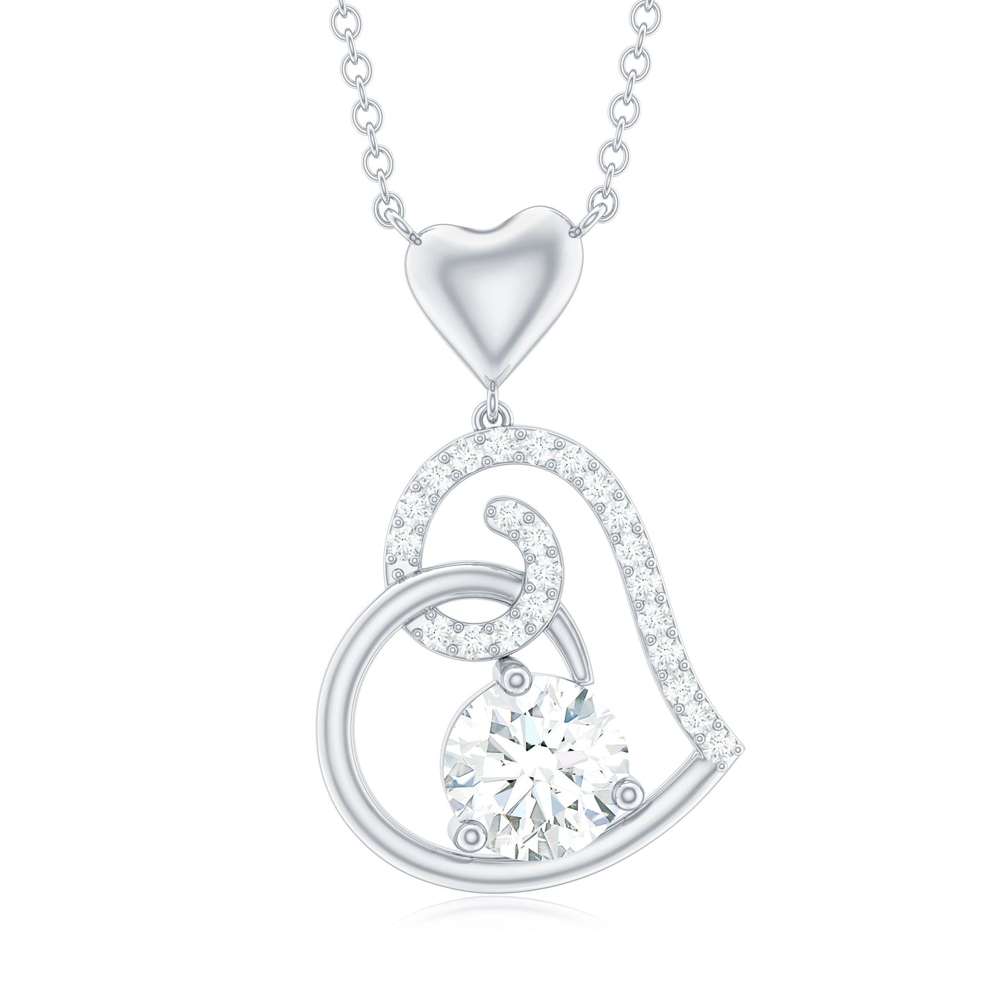 Certified Moissanite Heart Drop Pendant for Women