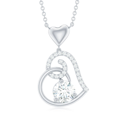 Certified Moissanite Heart Drop Pendant for Women