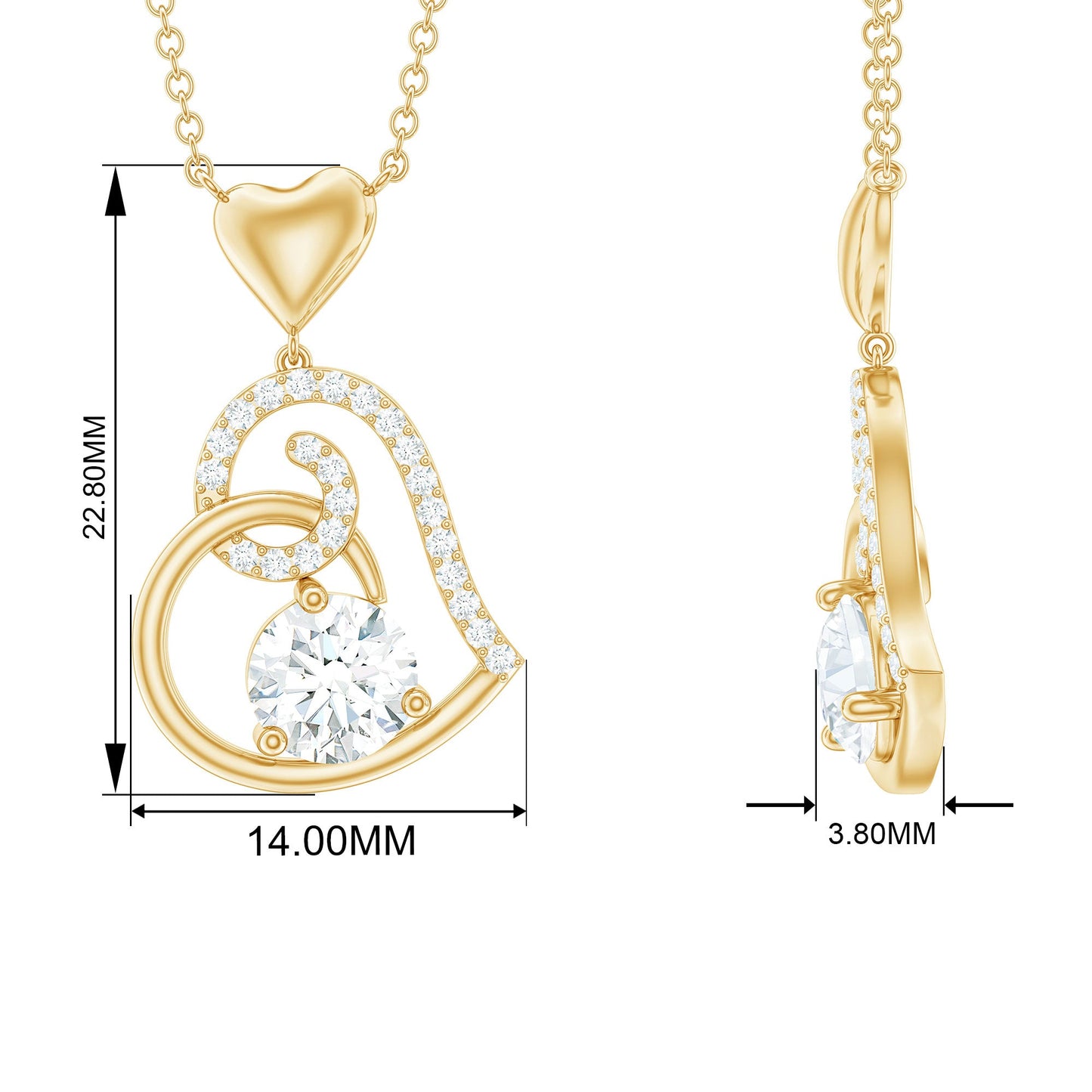 Certified Moissanite Heart Drop Pendant for Women