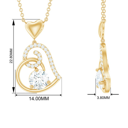 Certified Moissanite Heart Drop Pendant for Women