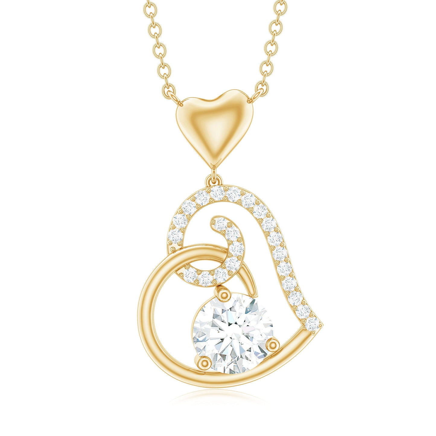 Certified Moissanite Heart Drop Pendant for Women