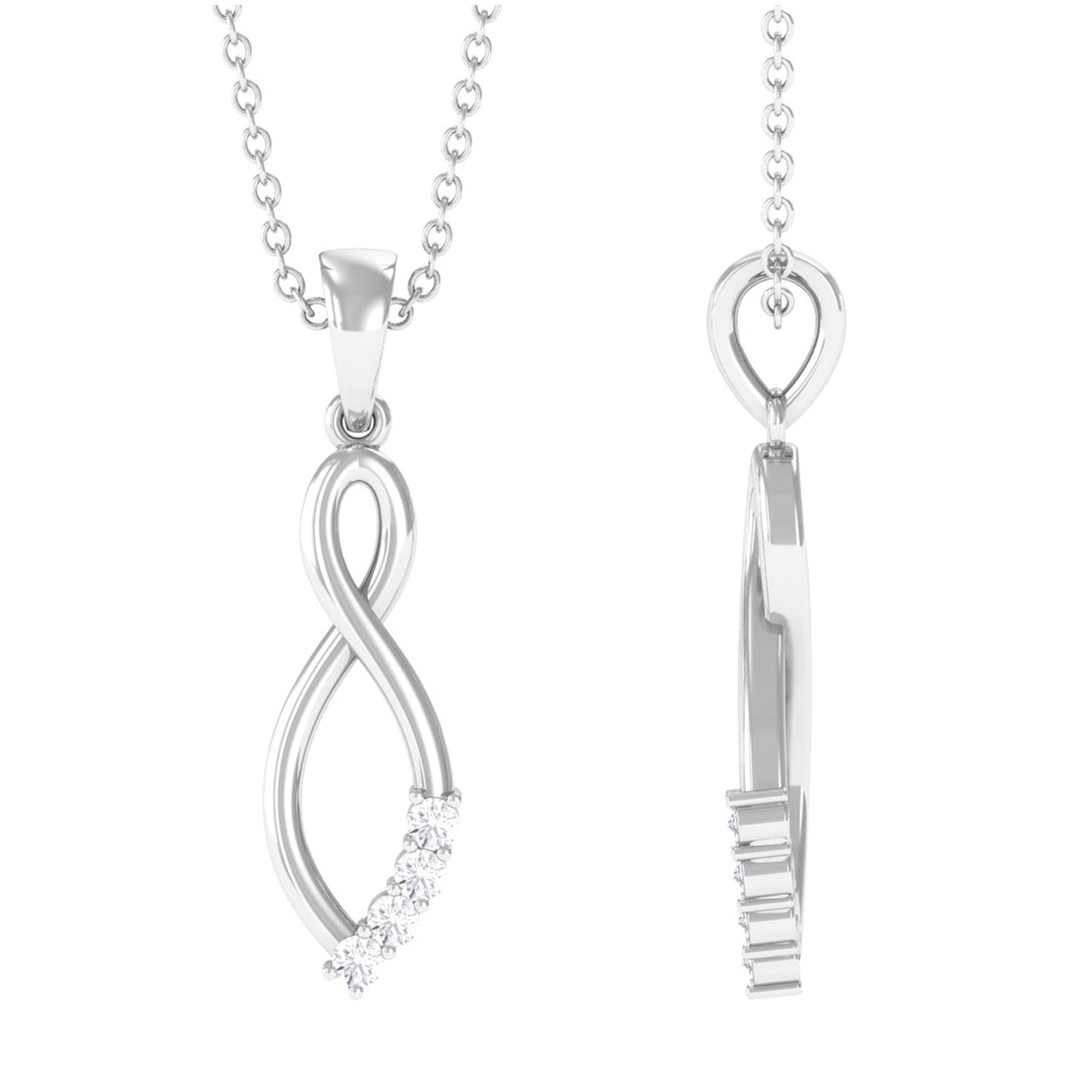 Natural Diamond Infinity Pendant Necklace for Women