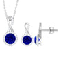 Certified Lab Grown Blue Sapphire Bridal Jewelry Set