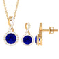 Certified Lab Grown Blue Sapphire Bridal Jewelry Set