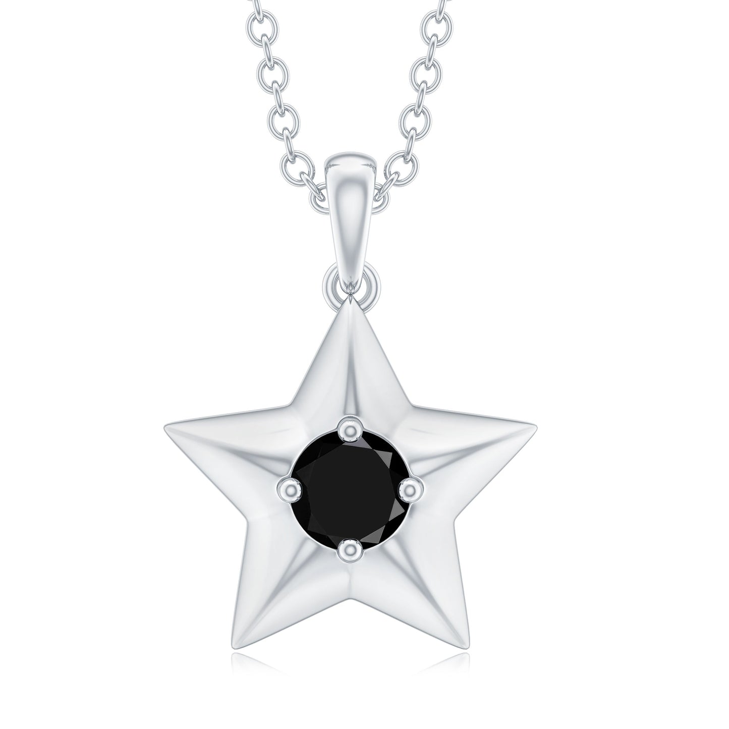 Natural Black Onyx Star Pendant Necklace for Women