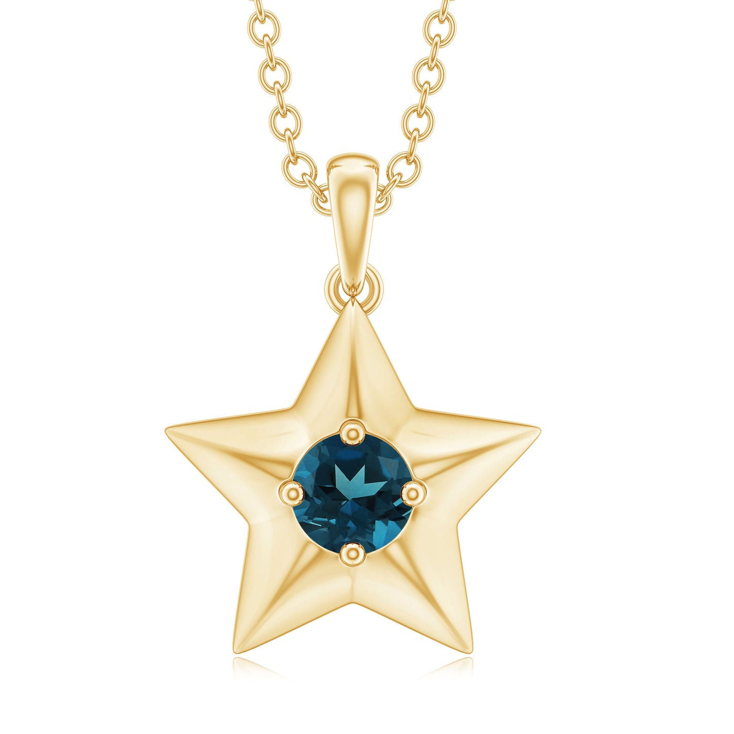 Real London Blue Topaz Star Pendant for Women