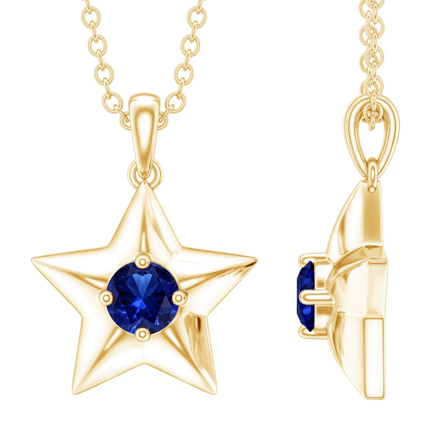 Lab Created Blue Sapphire Star Of David Necklace