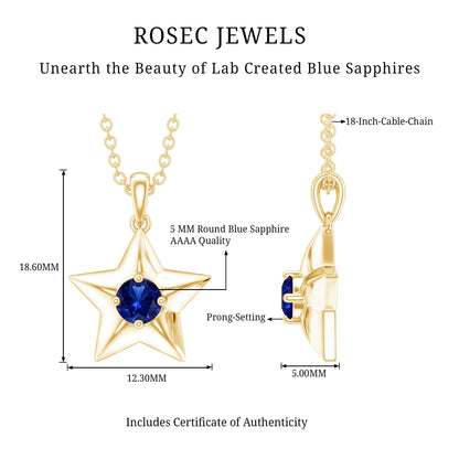 Lab Created Blue Sapphire Star Of David Necklace