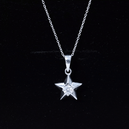 Certified Moissanite Star Pendant Necklace with Chain