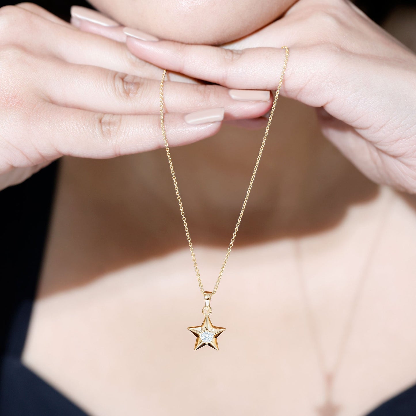 Certified Moissanite Star Pendant Necklace with Chain