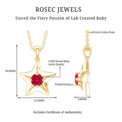 Certified Lab Created Ruby Star Pendant Necklace
