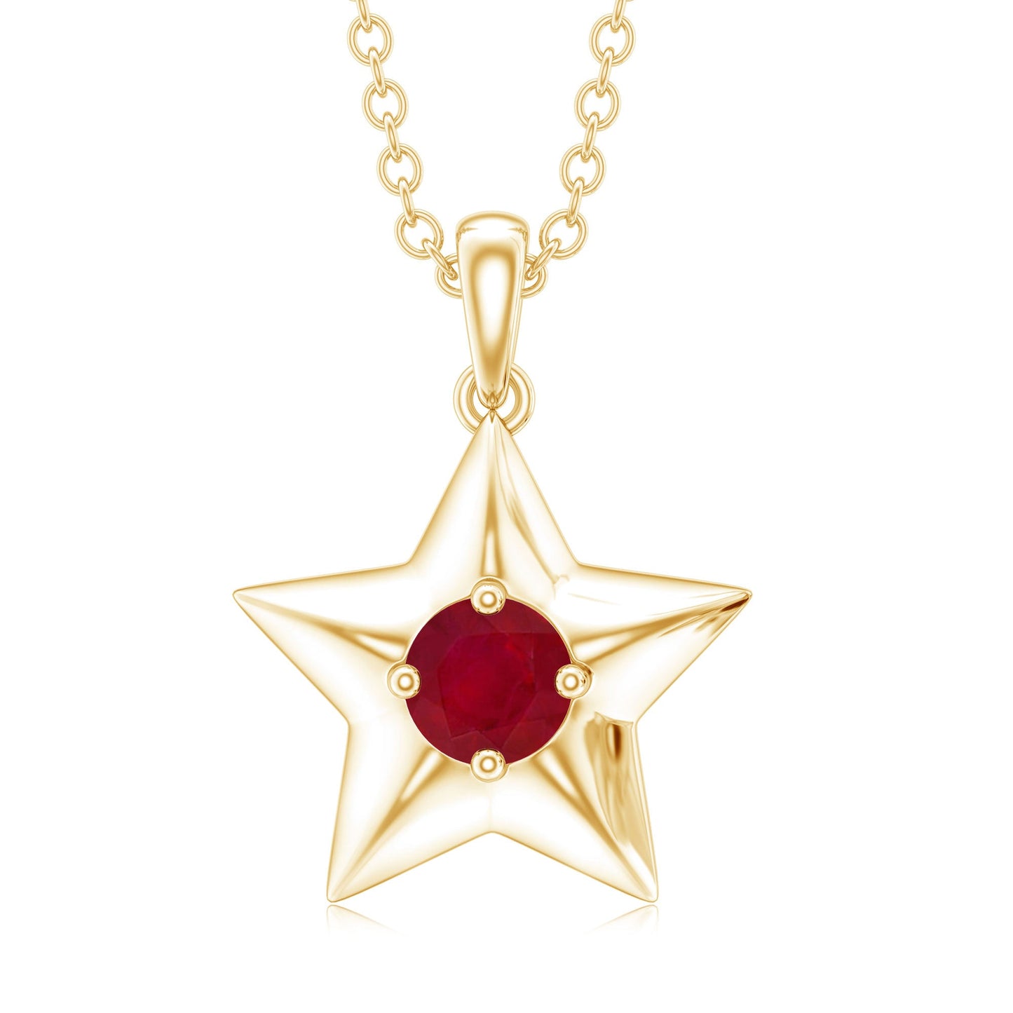 Genuine Ruby Star Pendant for Women
