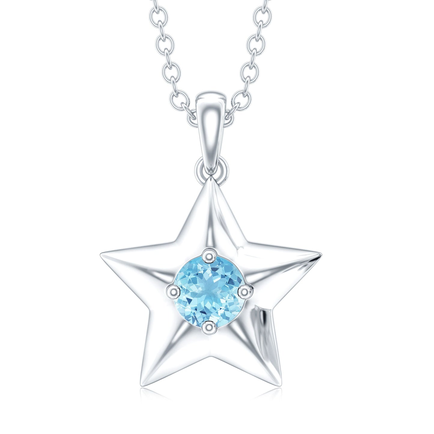Natural Aquamarine Star of David Necklace for Women