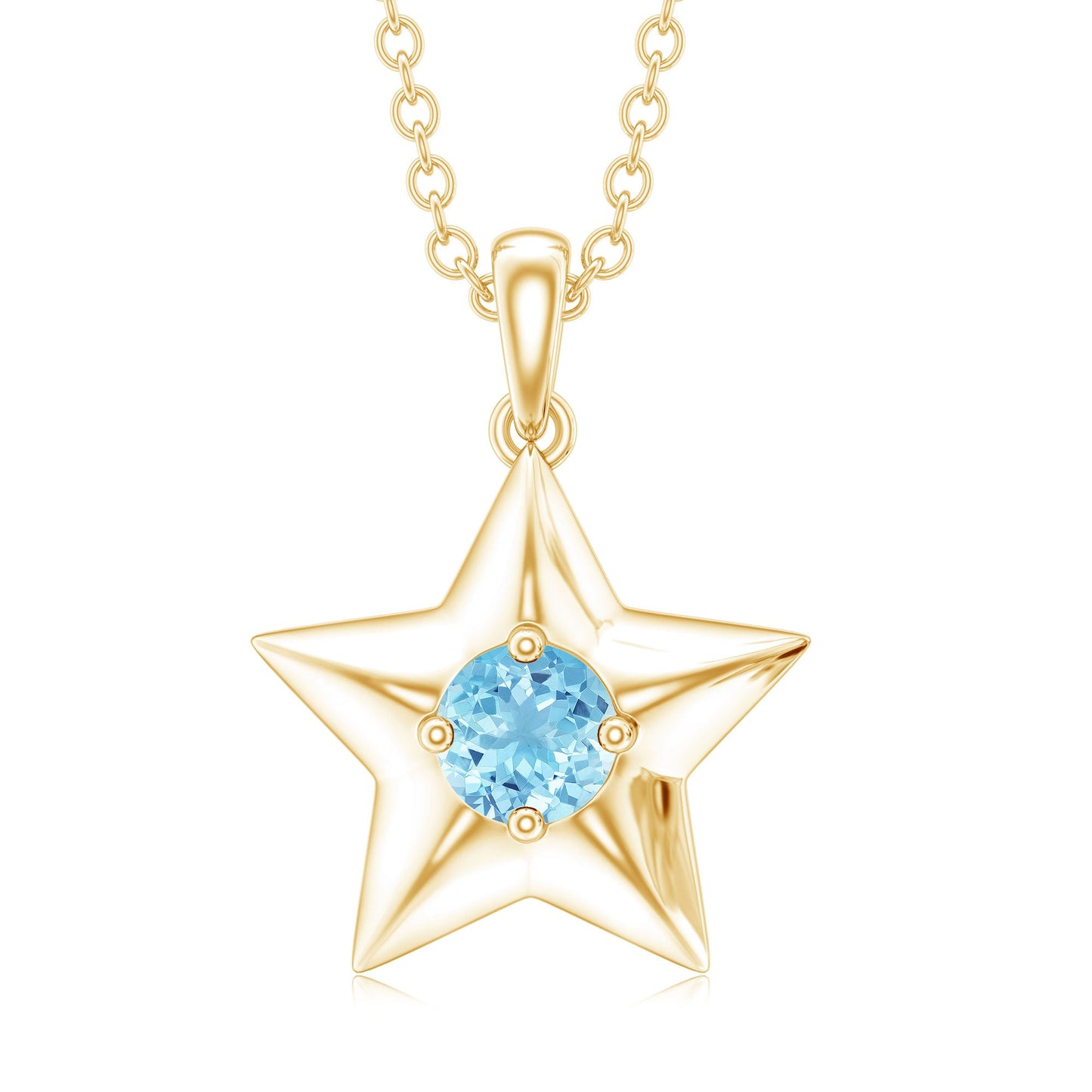 Natural Aquamarine Star of David Necklace for Women