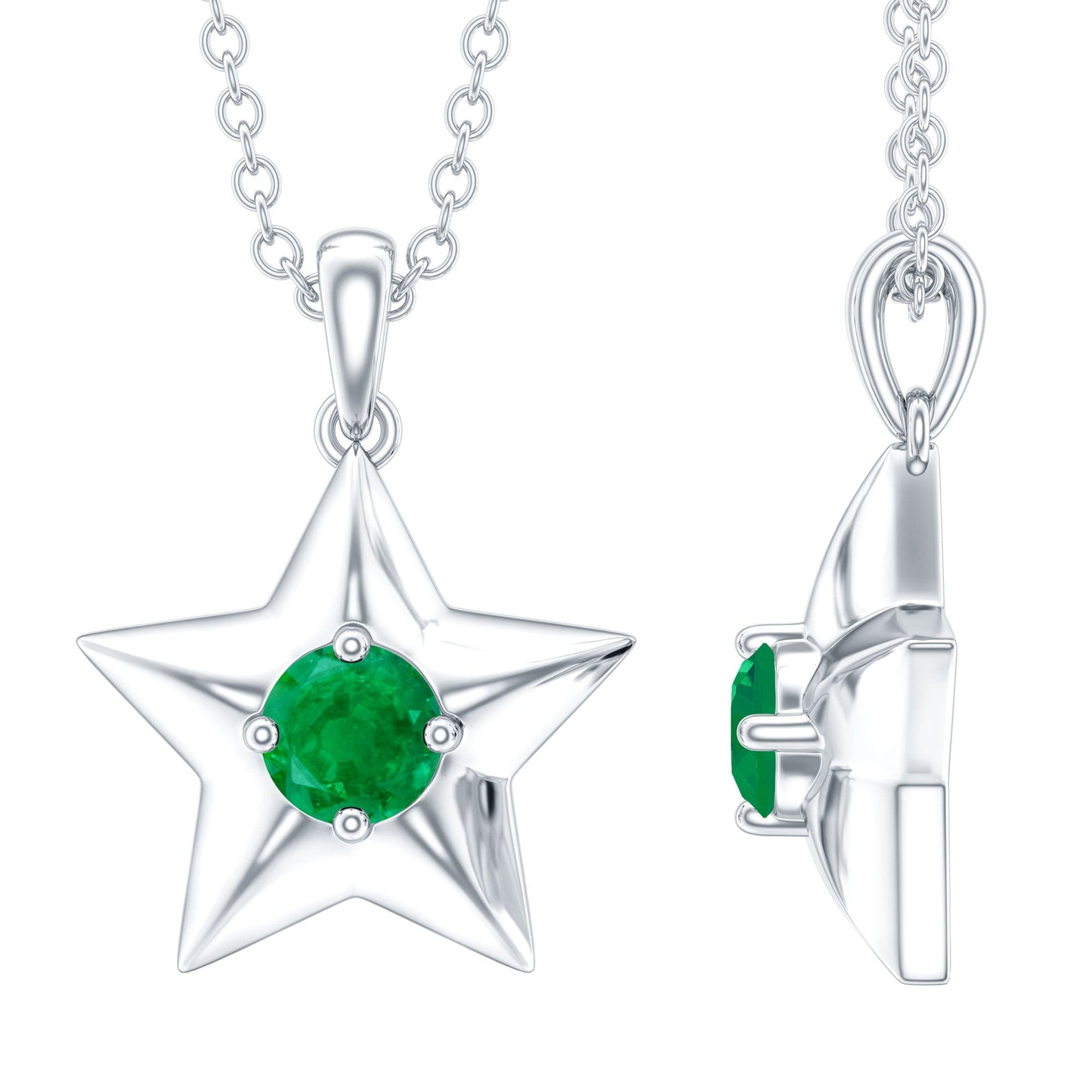 Natural Half Carat Emerald Star Pendant Necklace for Women
