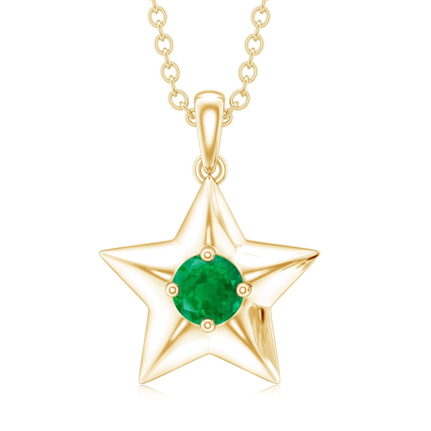 Natural Half Carat Emerald Star Pendant Necklace for Women