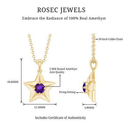 Natural Amethyst Star Of David Necklace with Chain